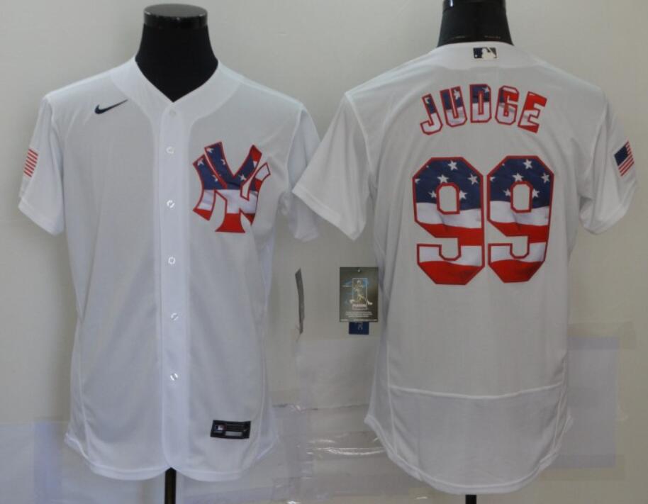 Men's New York Yankees Customized 2020 Stars & Stripes Flex Base Stitched Baseball Jersey